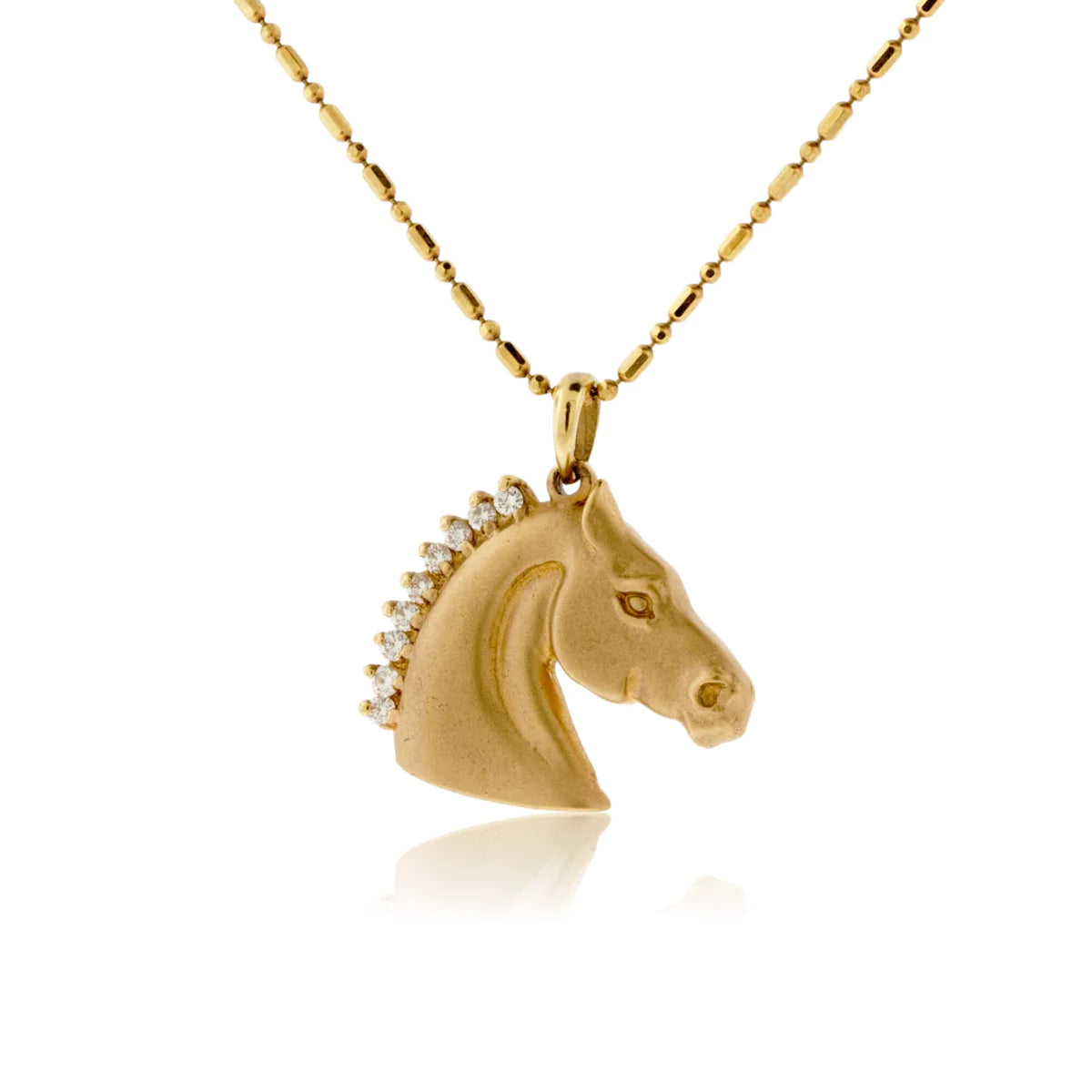 Satin English Horse with Diamond Mane Necklace Pendant